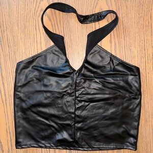 Black leather Halter Top